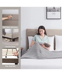 Clara Clark Horizontal Channel Upholstered Platform Bed - King