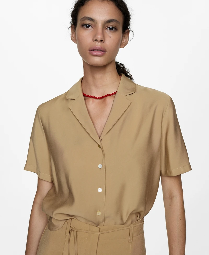 Mango Women's Short-Sleeved Satin Shirt