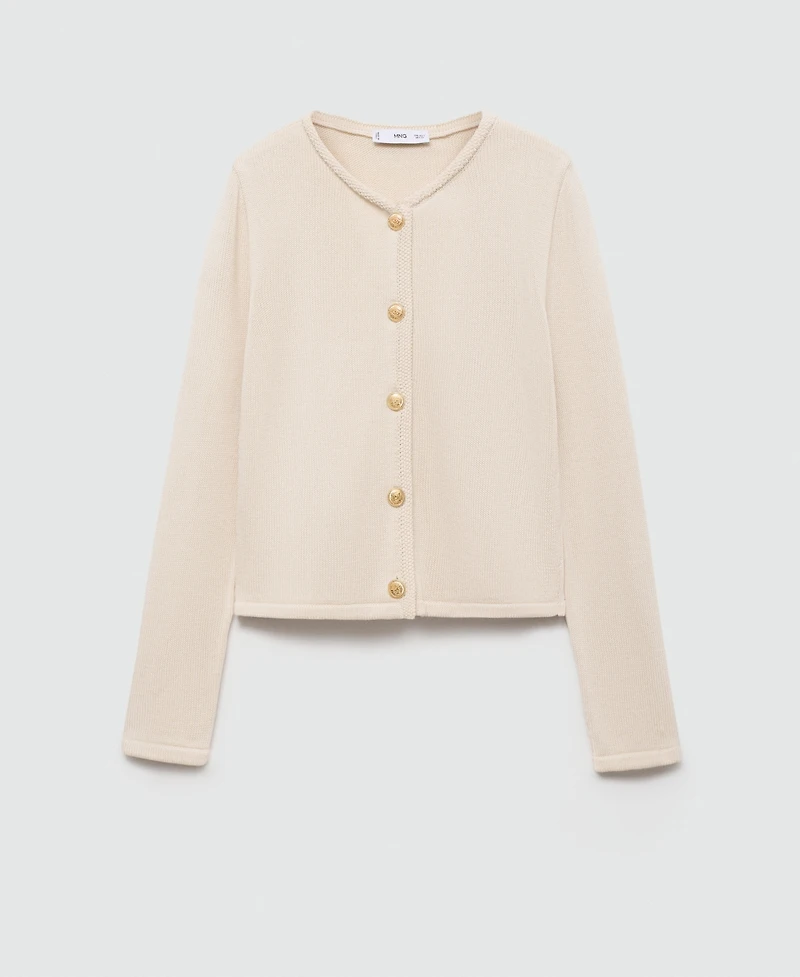 Mango Women's Jewel Button Detail Knitted Cardigan