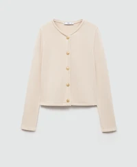 Mango Women's Jewel Button Detail Knitted Cardigan