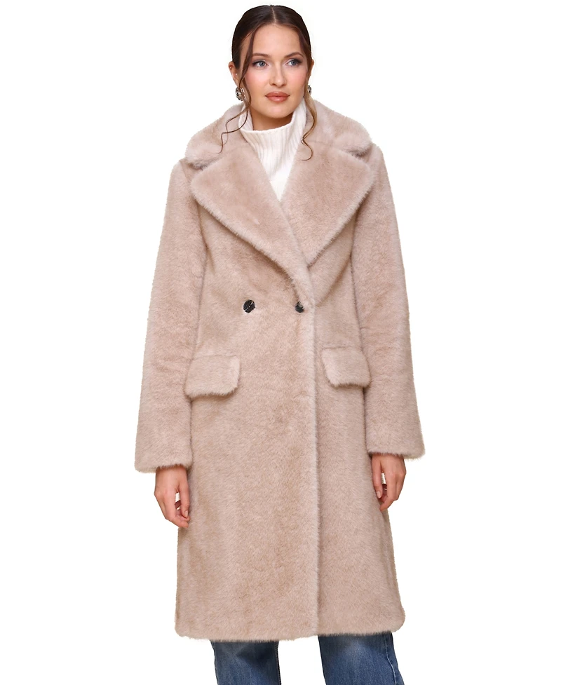 Avec Les Filles Women's Notched-Collar Faux-Fur Coat