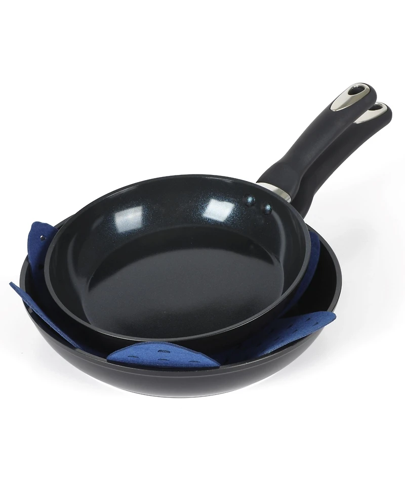 Oster Hawke 14 Piece Aluminum Premium Pfa Free Ceramic Nonstick Blue Sapphire Pots and Pans Cookware Set W/ Induction Base