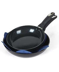 Oster Hawke 14 Piece Aluminum Premium Pfa Free Ceramic Nonstick Blue Sapphire Pots and Pans Cookware Set W/ Induction Base