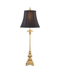 Regency Hill Traditional Buffet Table Lamps 36.5" Tall Set of 2 Gold Intricate Details Black Fabric Bell Shade for Dining Room