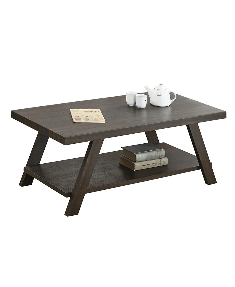 Streamdale Furniture Wood Shelf Coffee Table in Weathered Espresso