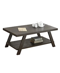 Streamdale Furniture Wood Shelf Coffee Table in Weathered Espresso