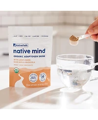 NativePath Native Mind Organic Adaptogen Herbal Support Blend - Organic Mushroom Drink Powder with Lion's Mane, Rhodiola & Rose Hips - 30 Servings