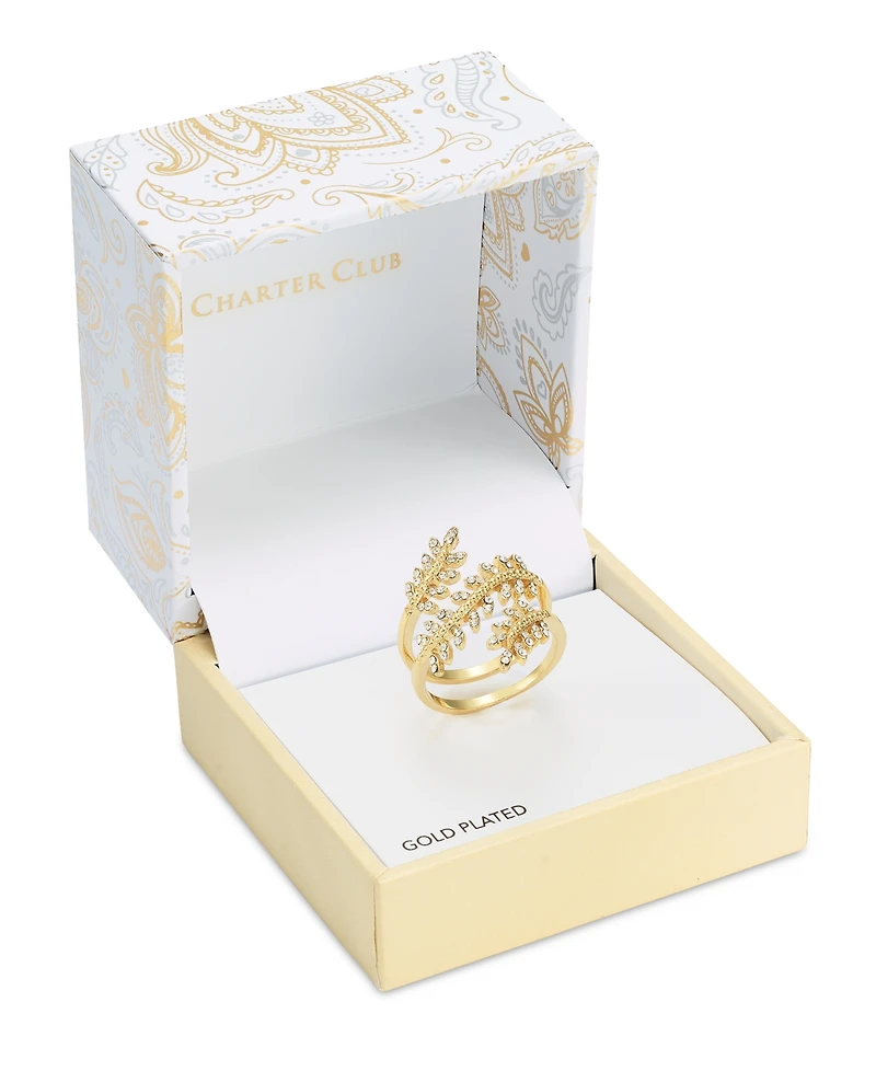 Charter Club Gold-Tone Pave Leaf Statement Ring, Created for Macy's
