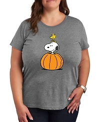 Hybrid Apparel Trendy Peanuts Pumpkin Tee Plus Graphic T-shirt