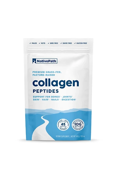 NativePath Collagen Peptides Protein - Hydrolyzed Type 1 & 3 Collagen Powder for Skin, Hair, Nails - 15.9 oz (45 Servings)