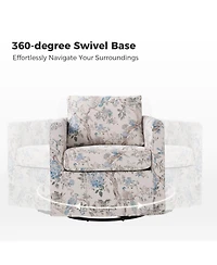 Modern Fabian Slipcovered Swivel Chair with Removable Slipcover