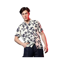 Men's Midnight Black & Ivory White Contrast Flower Shirt