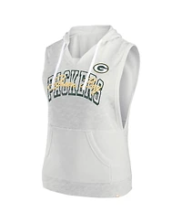 Fanatics Women's Oatmeal Green Bay Packers Lounge Script Sleeveless V-Neck Pullover Hoodie