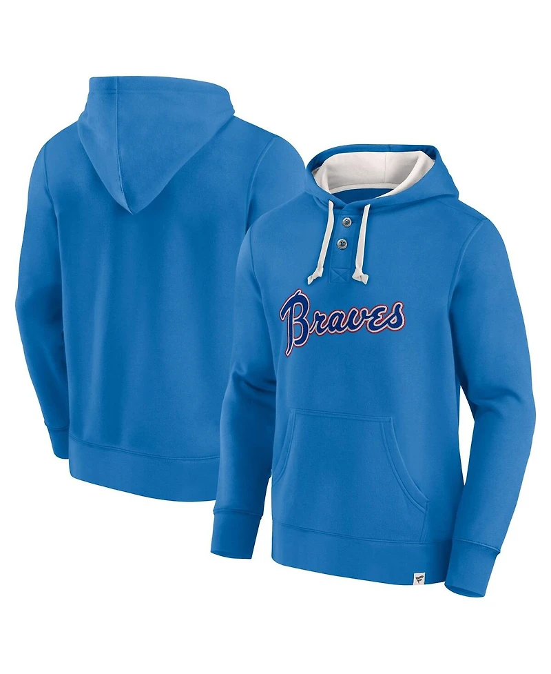 Fanatics Men's Royal Atlanta Braves Plan for Adversity Henley Fleece Pullover Hoodie