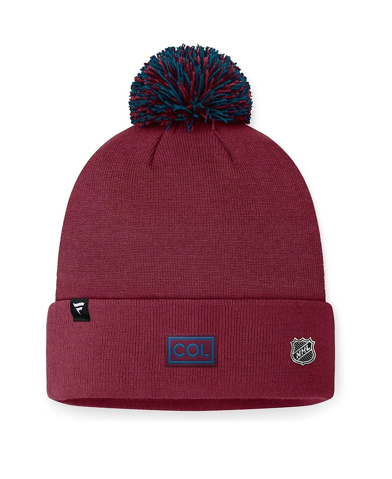 Fanatics Men's Burgundy Colorado Avalanche 2024 Nhl Draft Cuffed Knit Hat with Pom