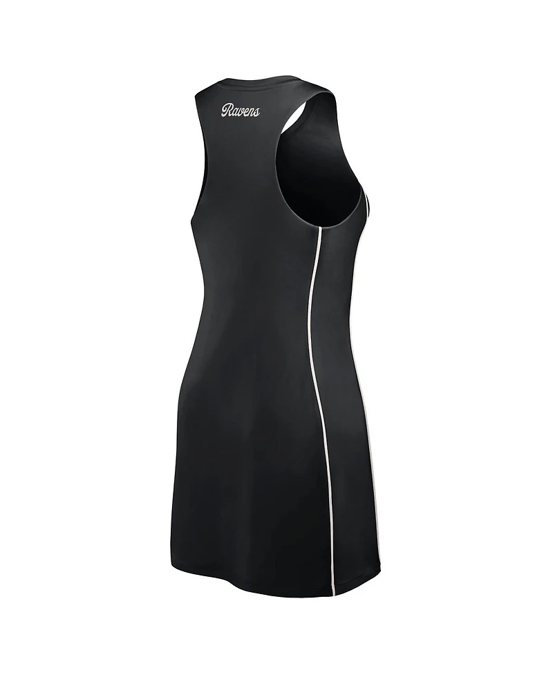 Fanatics Women's Black Baltimore Ravens Studio Boost Athletic Half-Zip Dress