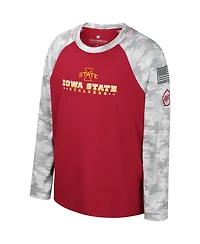 Colosseum Big Boys and Girls Cardinal/Camo Iowa State Cyclones Oht Military Appreciation Dark Star Raglan Long Sleeve T-Shirt