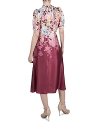 julia jordan Women's Printed Mock-Neck Short-Sleeve Dress