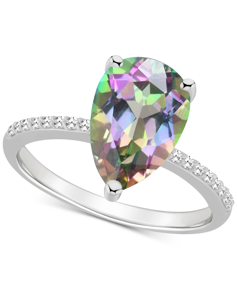 Mystic Topaz (3-5/8 ct. t.w.) & Diamond (1/10 Pear Ring Sterling Silver (Also Pink Topaz)