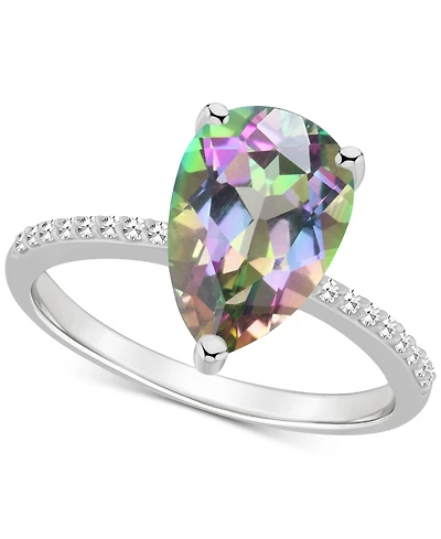 Mystic Topaz (3-5/8 ct. t.w.) & Diamond (1/10 Pear Ring Sterling Silver (Also Pink Topaz)