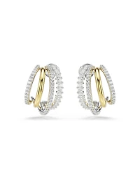Swarovski Mixed Cuts, Mini, White, Mixed Metal Finish Hyperbola Hoop Earrings
