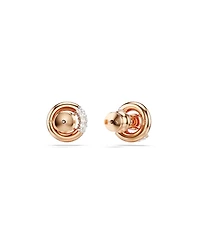 Swarovski Round Cut, White, Rose Gold-Tone Plated Dextera Stud Earrings
