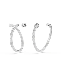 Swarovski Round Cut, White, Rhodium Plated Dextera Hoop Earrings
