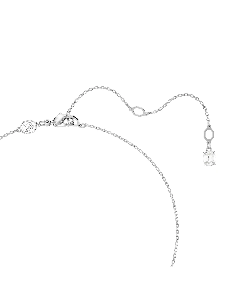 Swarovski Stilla Pendant, Octagon Cut, White, Rhodium Plated Necklace