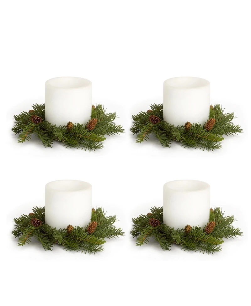 Slickblue Pine Candle Ring With Pinecone Accents (Set of 4)