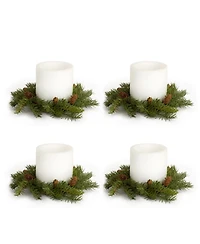 Slickblue Pine Candle Ring With Pinecone Accents (Set of 4)