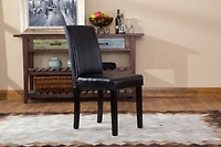 Streamdale Style Solid Wood Leatherette Padded Parson Chair, Black, Set of 2