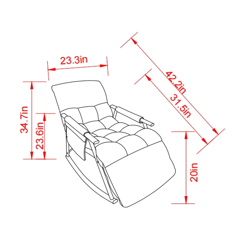 Simplie Fun Space-Saving, Adjustable Rocking Chair with Sturdy Iron Frame & Comfortable Cushions