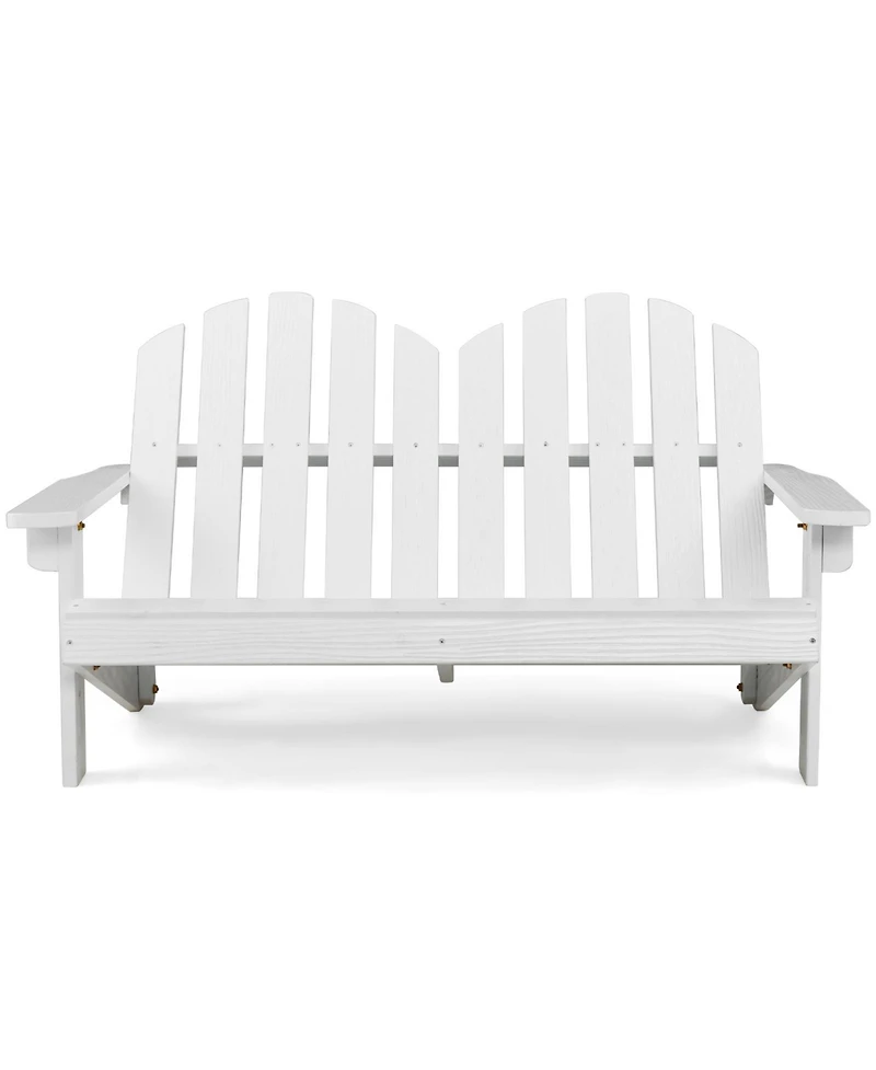 2 Person Fir Wood Adirondack Chair with High Backrest
