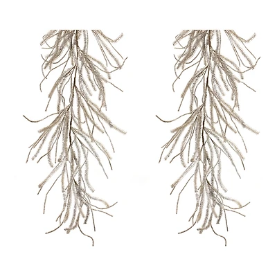 Slickblue Sparkling Glitter Pine Garland Set - Festive Holiday Decor Accent (Set of 2)