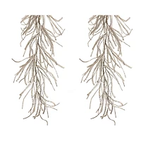 Slickblue Sparkling Glitter Pine Garland Set - Festive Holiday Decor Accent (Set of 2)