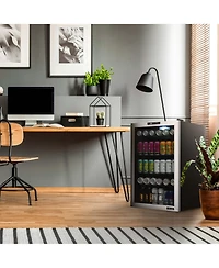 Newair 160 Can Freestanding Beverage Fridge in Stainless Steel with Split Shelf and Precision Digital Thermostat