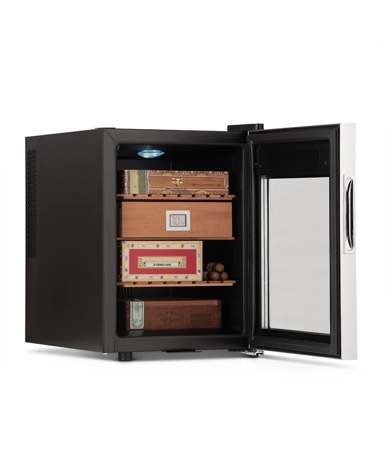 Newair 250 Count Electric Cigar Humidor Wineador in Stainless Steel with Opti-Temp Heating and Cooling Function, Spanish Cedar Shelves, Digital Thermo