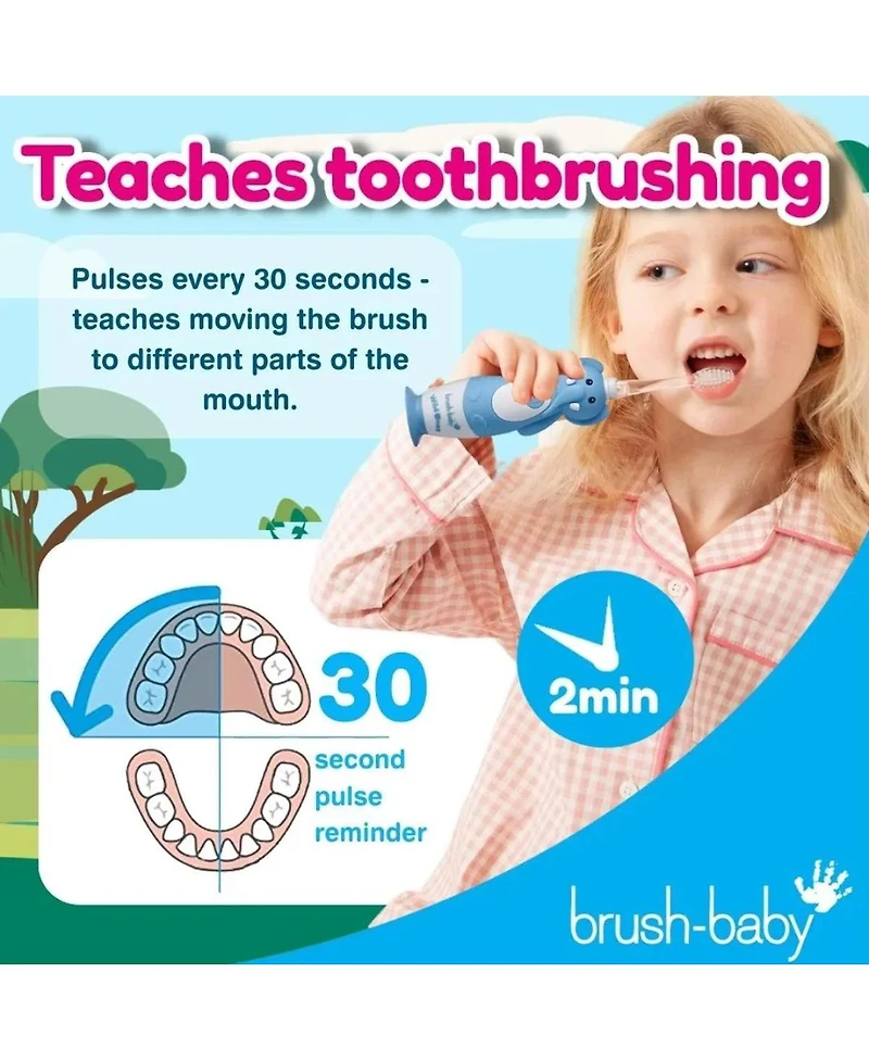 brush-baby WildOnes Elephant Kids Electric Rechargeable Toothbrush | Childrens Electric Toothbrush | Animal Character Toothbrush