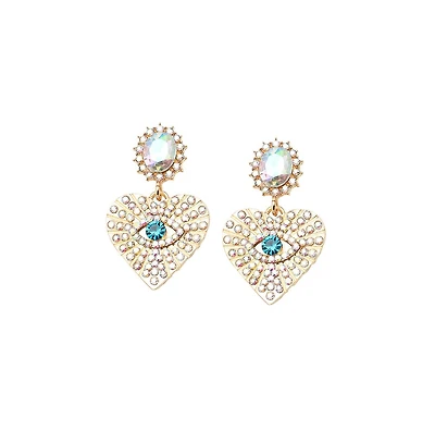 Sohi Women's Eye Heart Drop Earrings