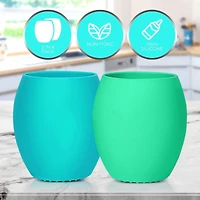 Sperric Toddler Silicone Cup Training Cup - Open Cup Led Weaning 2 Pack of No Spill Sippy Cups