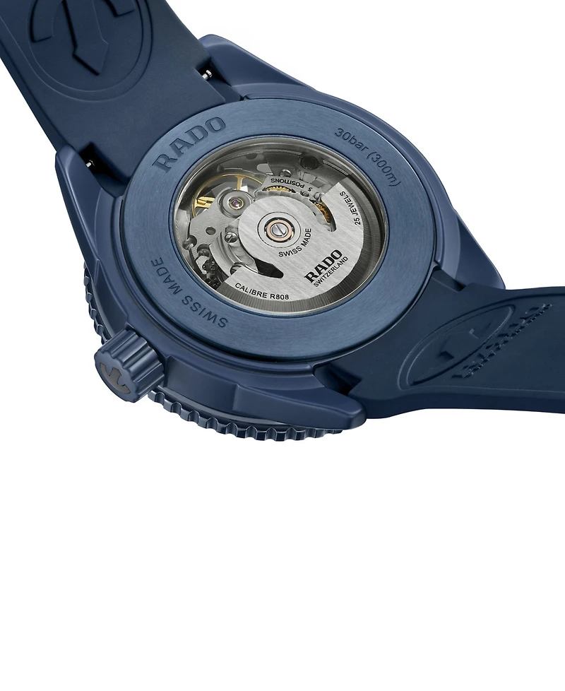 Rado Men's Swiss Automatic Captain Cook Navy Blue Rubber Strap Watch 43mm