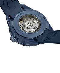 Rado Men's Swiss Automatic Captain Cook Navy Blue Rubber Strap Watch 43mm