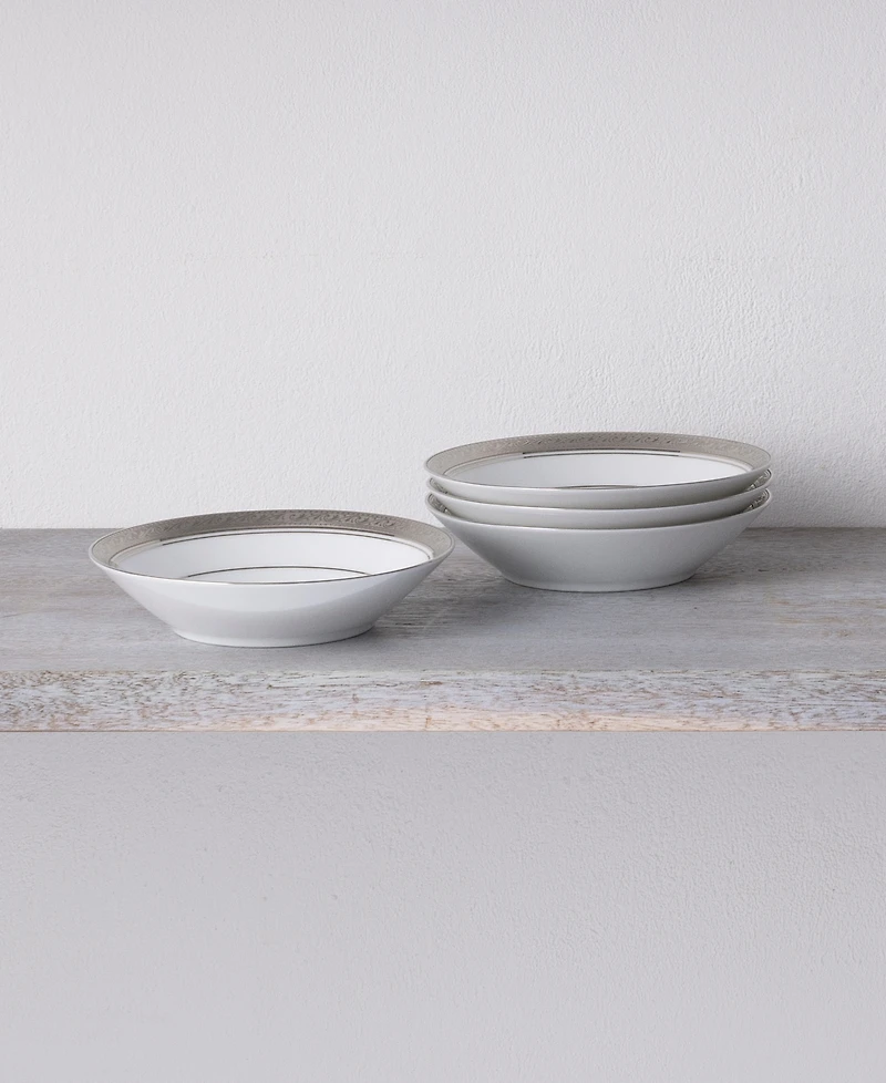 Noritake Crestwood Platinum Set of 4 Fruit Bowls, Service For 4