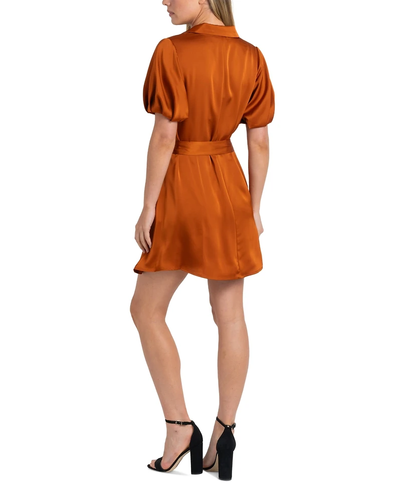 Sam Edelman Women's Fluid-Satin Puff-Sleeve Mini Dress
