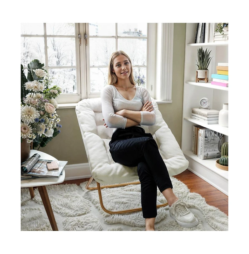 Emma+Oliver Aisling Oversized Folding Saucer Chair For Dorm, Bedroom