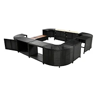 Streamdale Versatile Patio Furniture Lounge Sofa Set with Storage, Grey Rattan