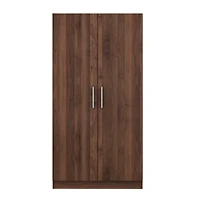 Streamdale 2-Door Wooden Wardrobe Armoire with 3 Storage Shelves, Brown