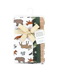 Hudson Baby Boys Soft 4Pk Cotton-Poly Flannel Burp Cloths