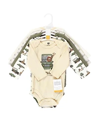 Hudson Baby Boys Unisex Soft Cotton Long-Sleeve Bodysuit 5Pk