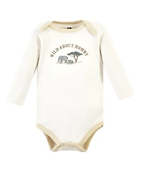 Hudson Baby Boys Unisex Soft Cotton Long-Sleeve Bodysuit 5Pk